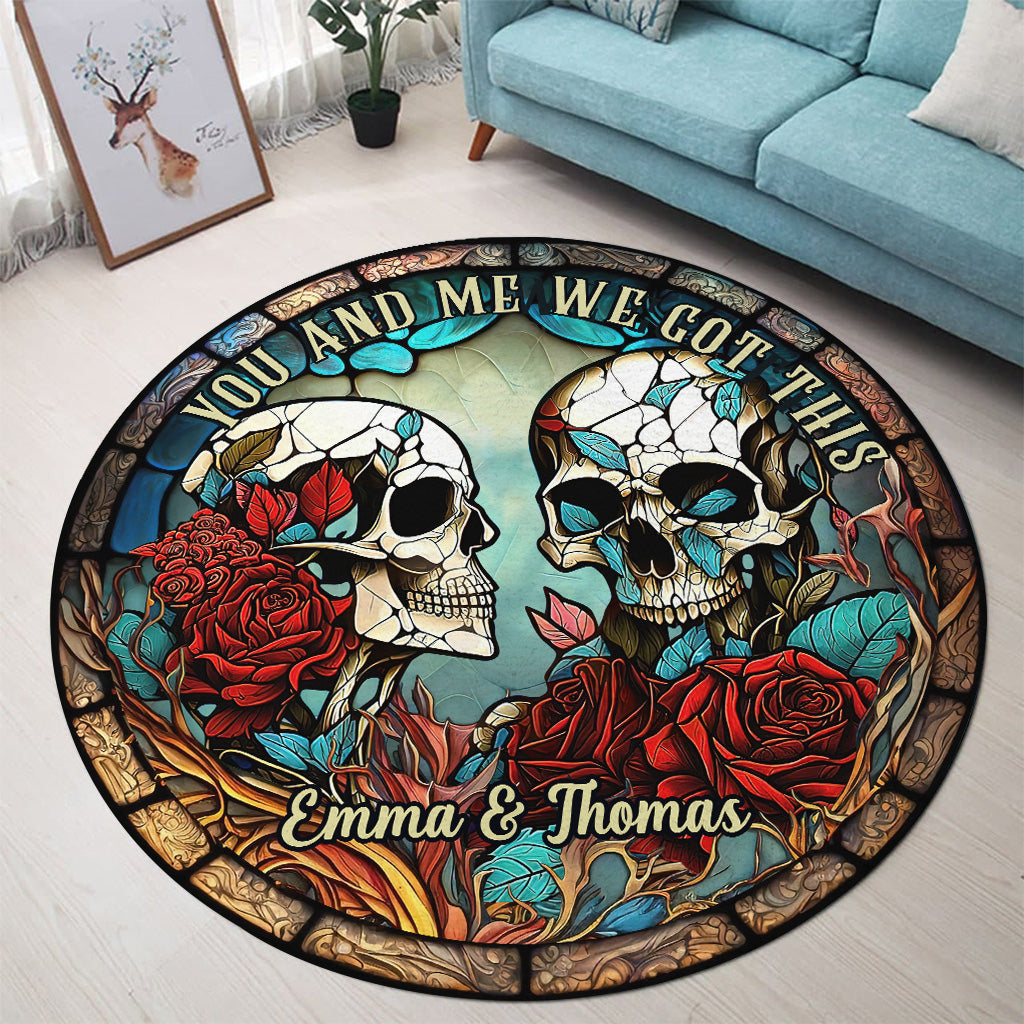 Skull Couple - Personalized Skull Round Rug
