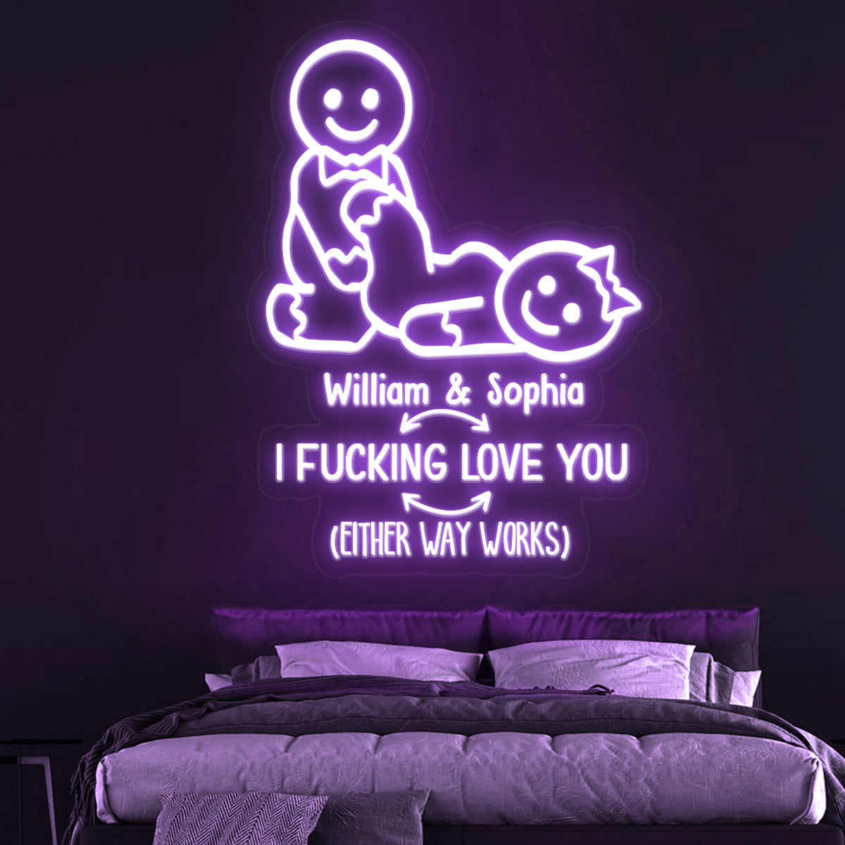 Ich liebe dich, du frecher Lebkuchenmann – Geschenk für Freund, Ehefrau, Ehemann, Freundin – Personalisierte Leuchtreklame