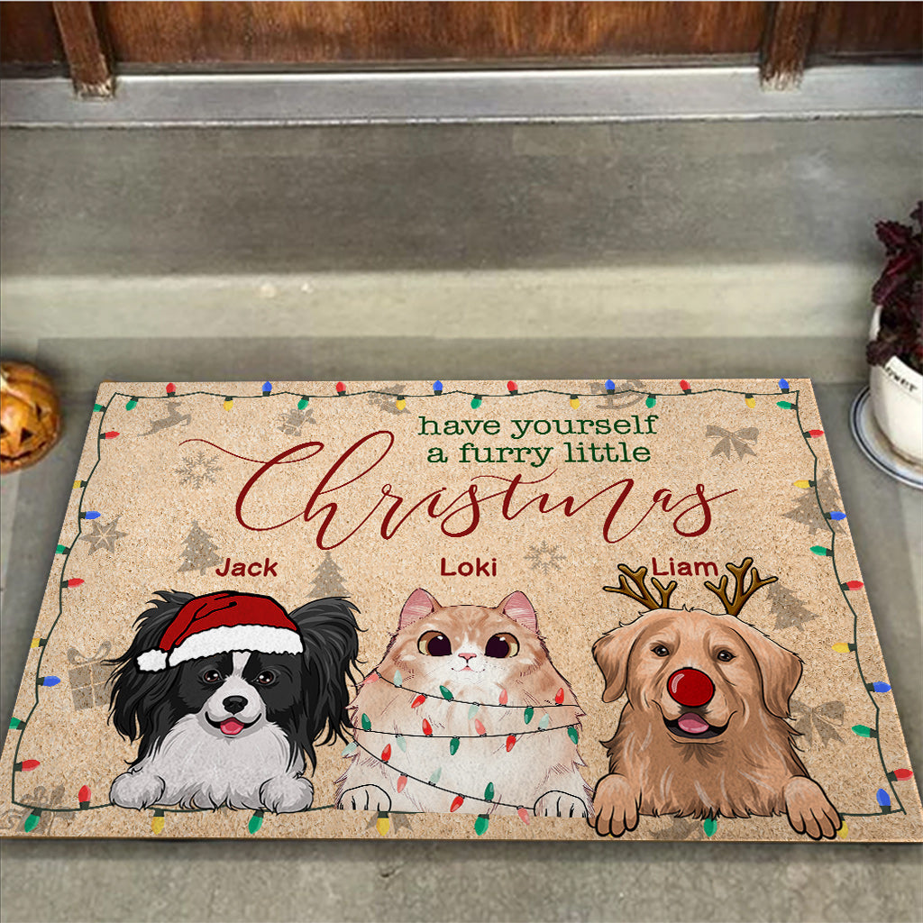 Fröhliche Weihnachten für Fellnasen – Personalisierte Hunde-Fußmatte