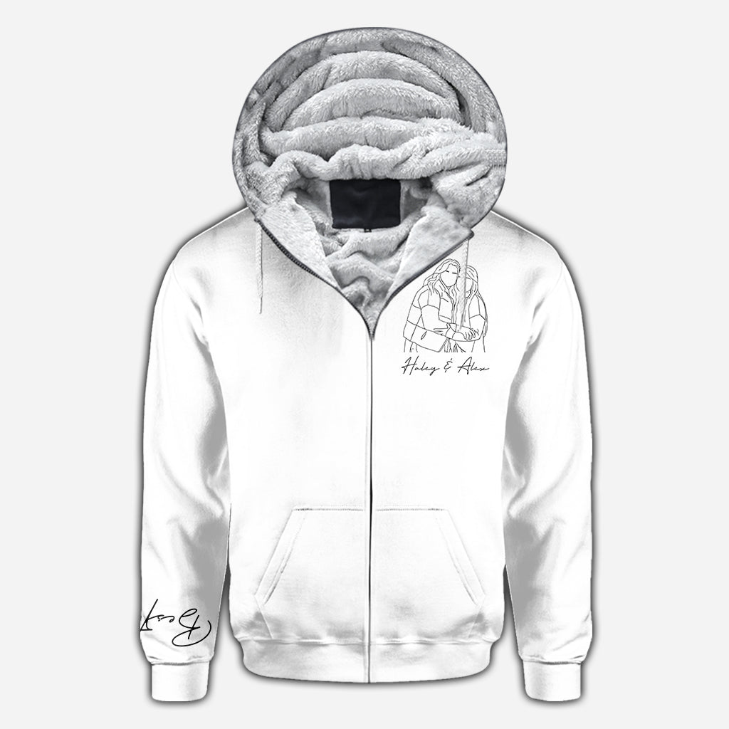 Beste Freundinnen-Strichzeichnung - Personalisiertes Bestie-Shirt mit Allover-Aufdruck