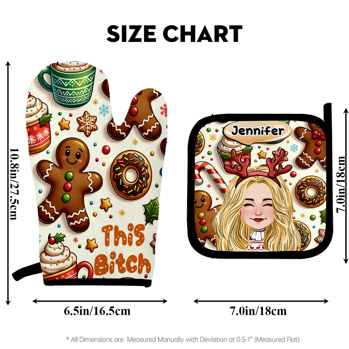 Dieses Mädchen kann backen – Backgeschenk für Mama, Freundin, Ehefrau – Personalisiertes Topflappen-Set