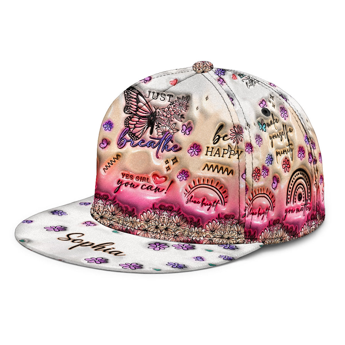 Positive Affirmationen Schmetterling - Personalisierte Schmetterlings-Snapback-Kappe