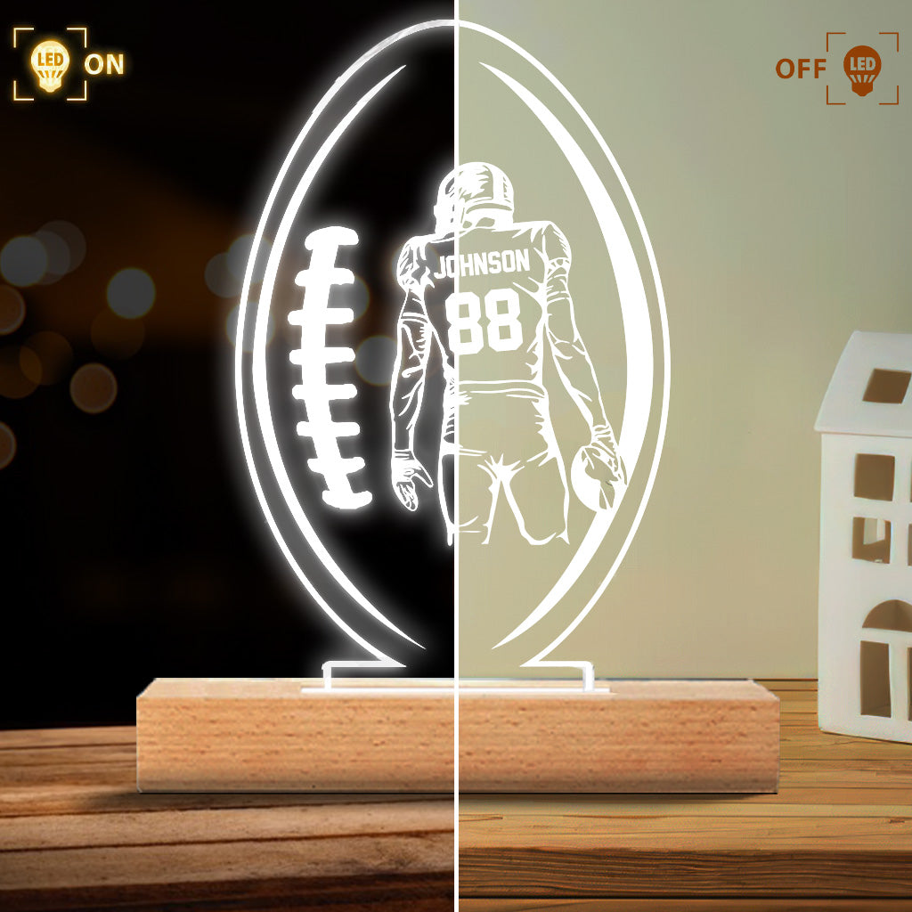 Night Light Football - Football gift for him, boyfriend, husband, son - Personalized Shaped Plaque Light Base