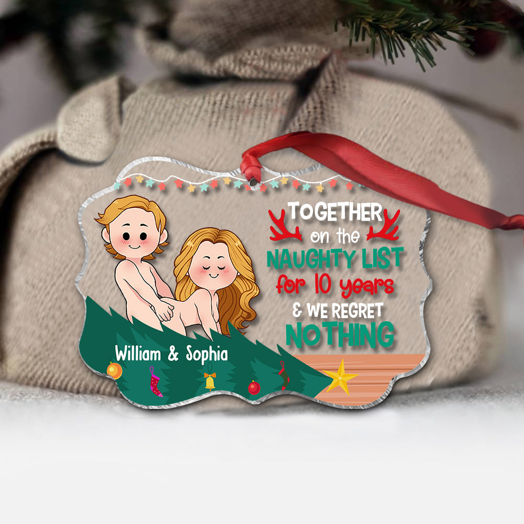 Together On The Naughty List - Personalized Couple Transparent Ornament