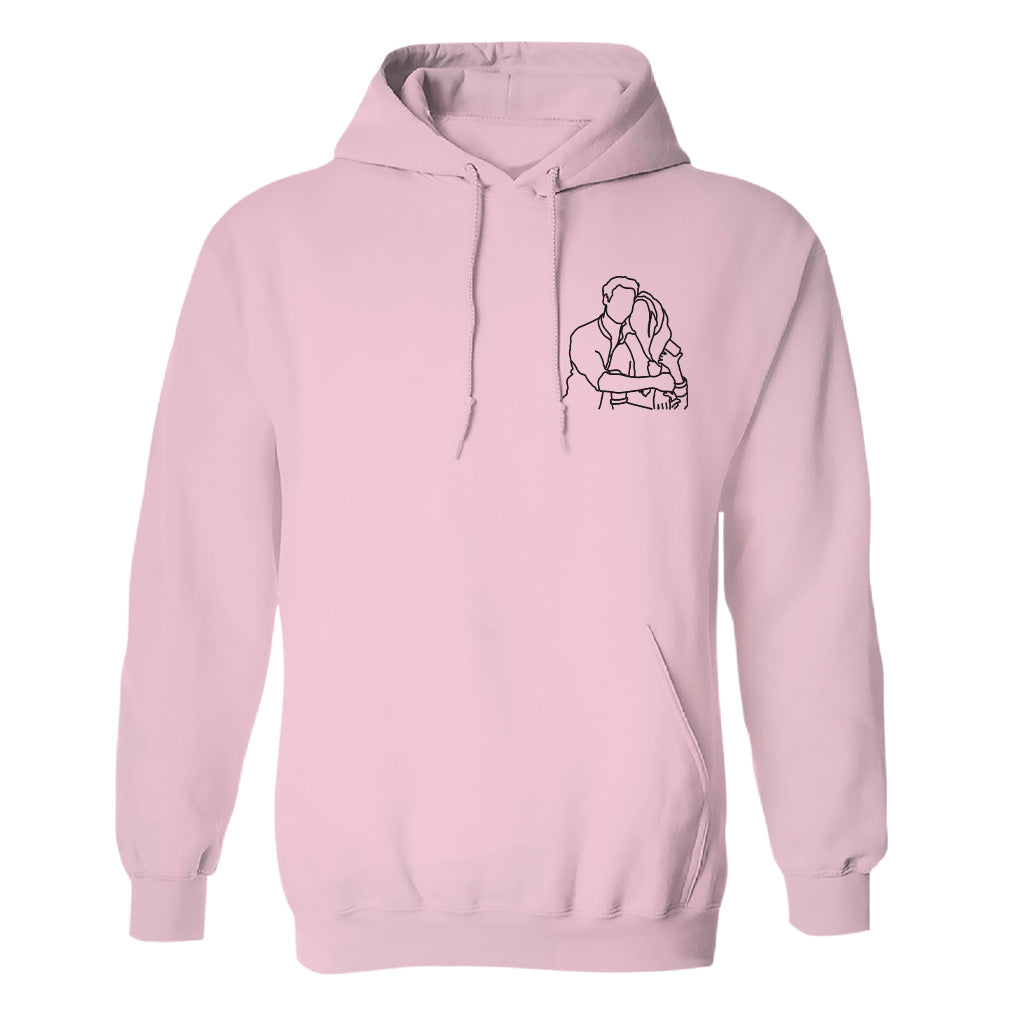 Individuelle Linienzeichnung – Personalisierter, bestickter Hoodie für Paare