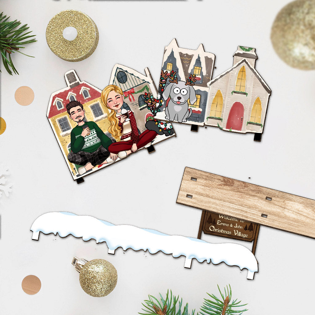 Weihnachtsdorf – Geschenk für Ehemann, Ehefrau, Freund, Freundin – Personalisiertes, einstöckiges, großes, freistehendes Weihnachtsdorf