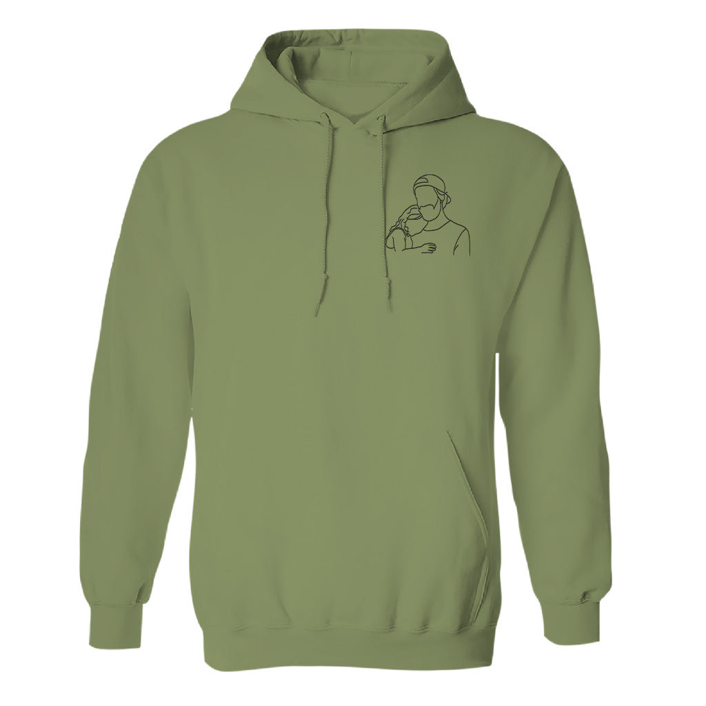 Individuelle Linienzeichnung – Personalisierter bestickter Hoodie für Stiefväter