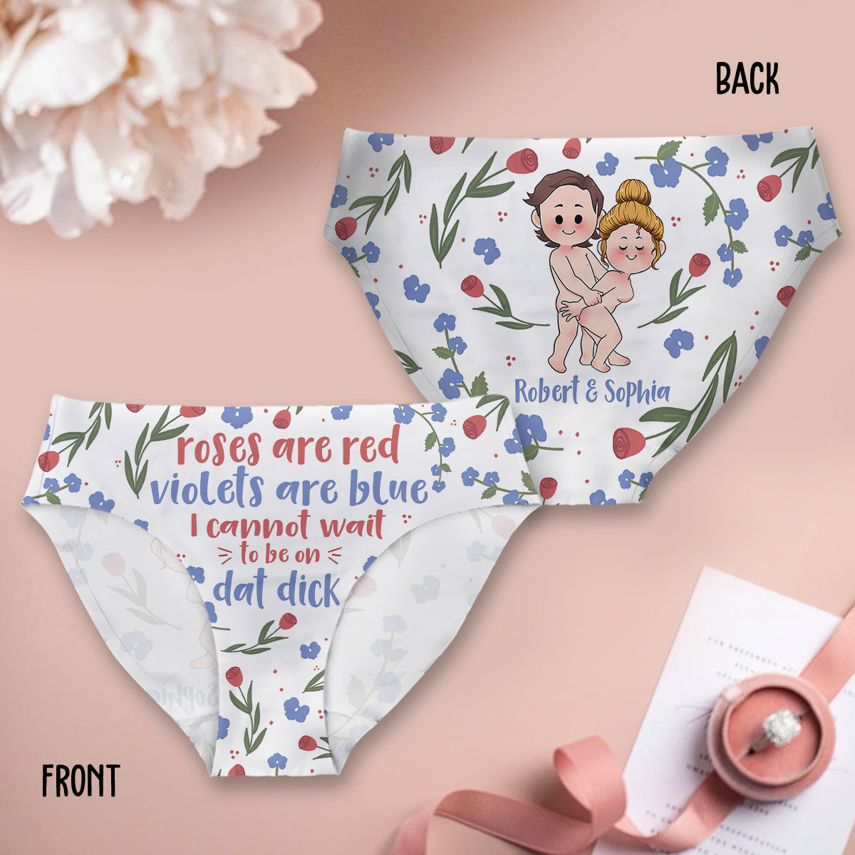 Rosen sind rot, Veilchen sind blau – personalisierte Damen-Pantoletten