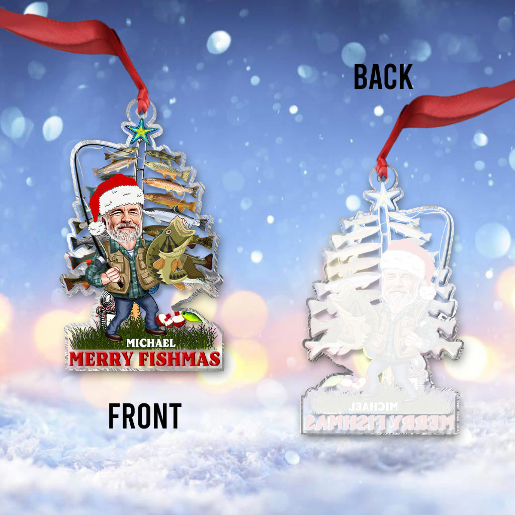 Fröhliche Angelweihnachten – Angelgeschenk für Papa, Opa, ihn, Ehemann – Personalisierter transparenter Weihnachtsschmuck