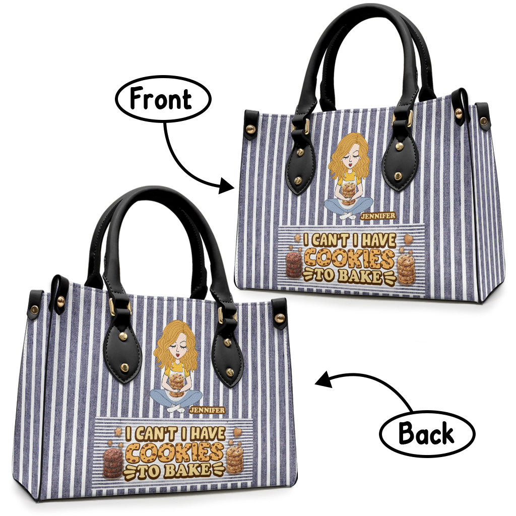 Ich kann nicht, ich muss Kekse backen – personalisierte Backhandtasche aus Leder