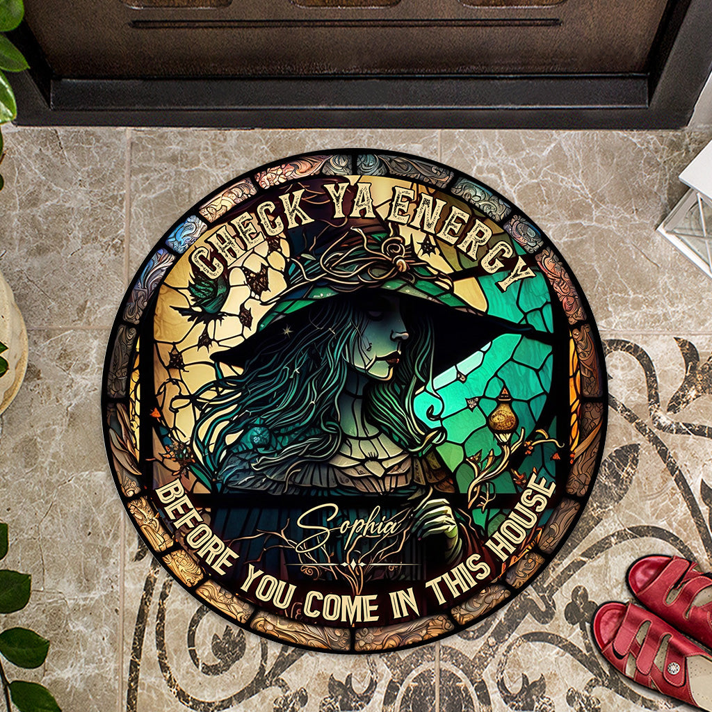 Check Ya Energy – Personalisierte Fußmatte in Hexenform