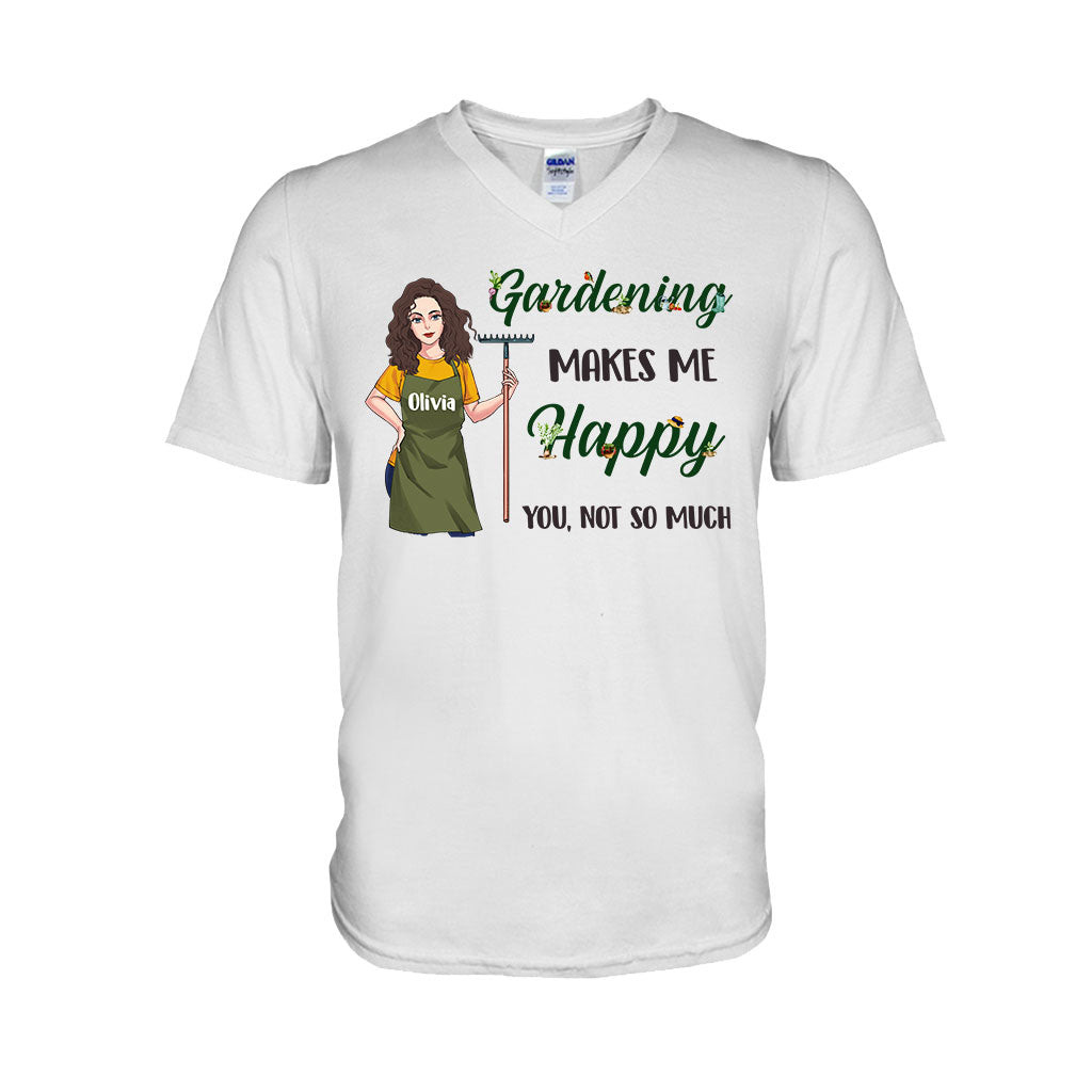 Gärtnern macht mich glücklich – Personalisiertes Garten-T-Shirt und Hoodie