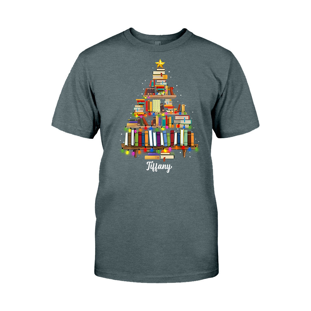Bücher-Weihnachtsbaum – Personalisiertes Buch-T-Shirt und Hoodie