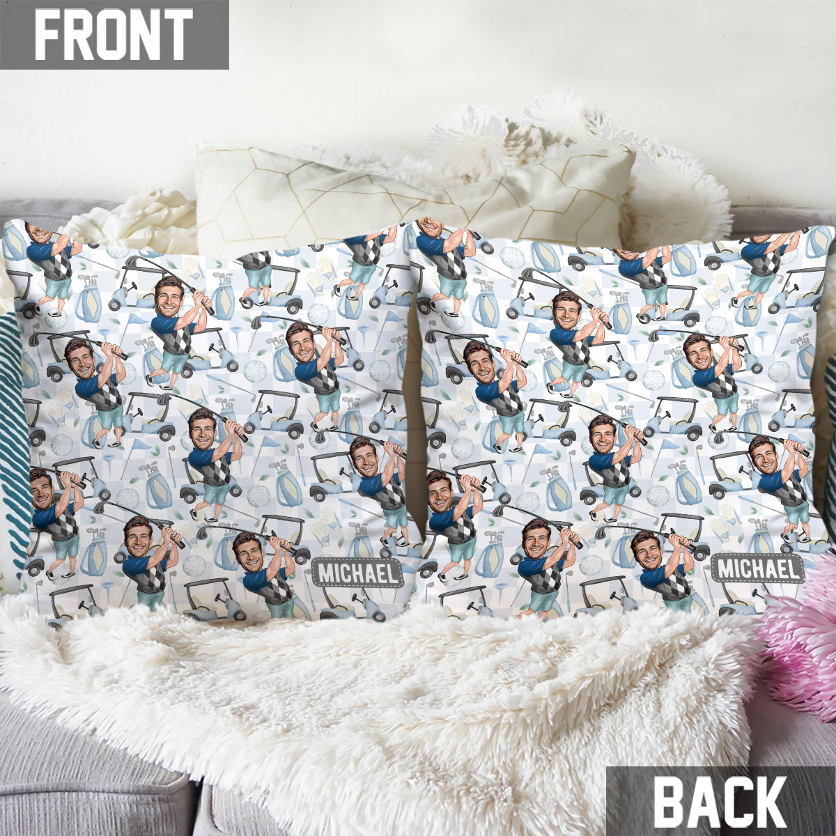 Foto eingefügtes lustiges Golfer-Golfer-Personalisiertes Golf-Dekokissen