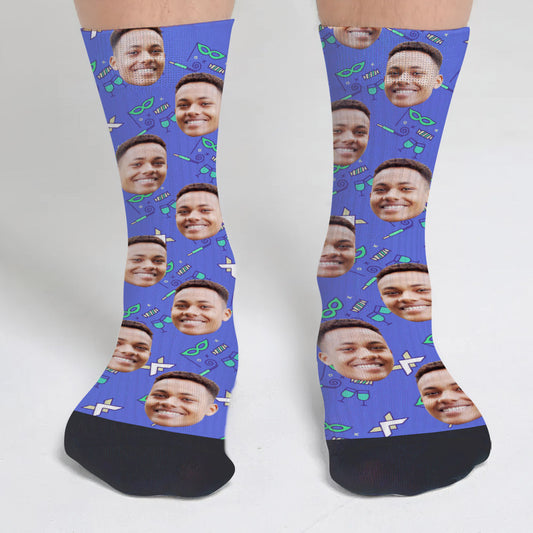 Individuelles Gesichtsmuster für Partys – personalisierte Socken für Söhne