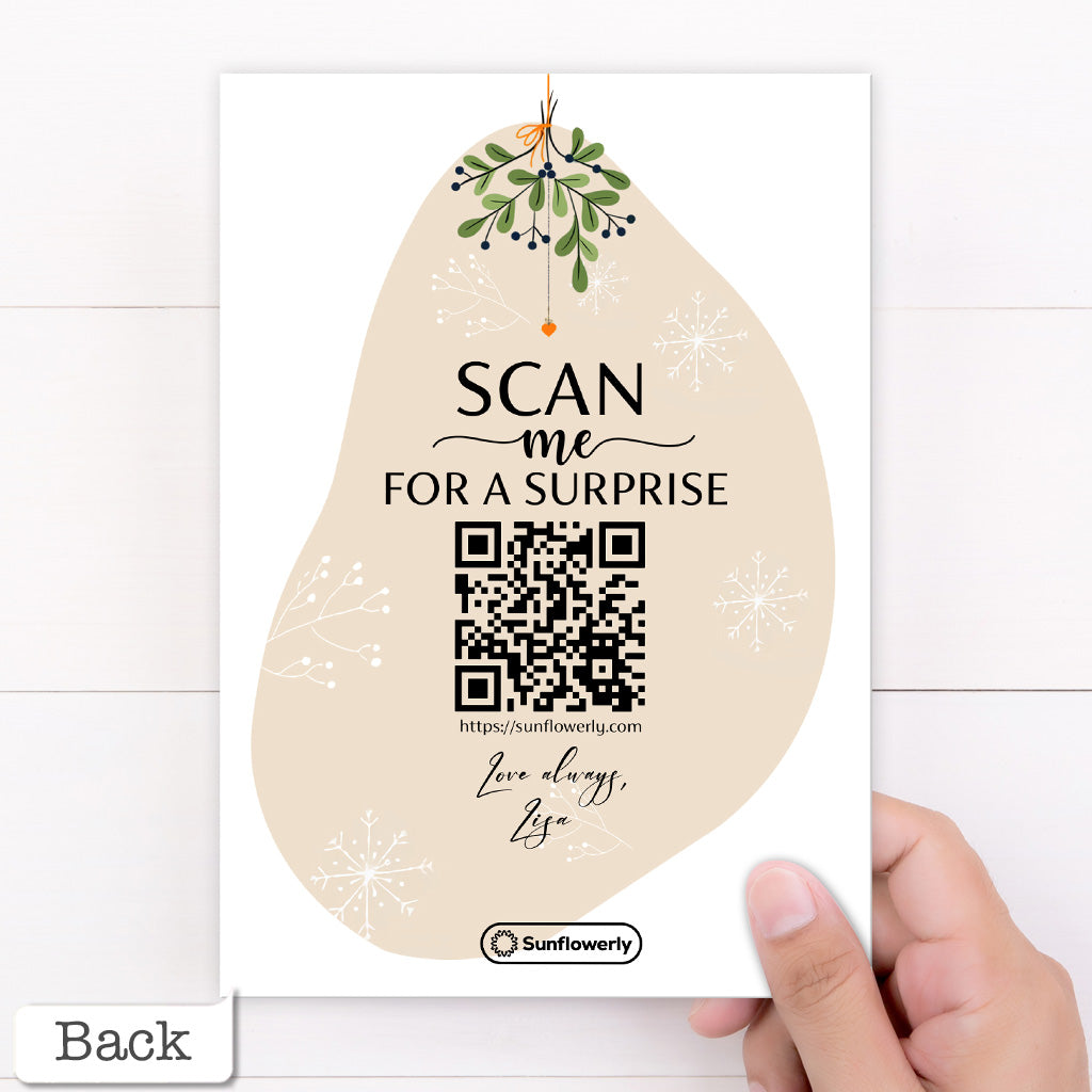 Best Holiday Wishes Christmas Portrait - Personalized QR Greeting Card