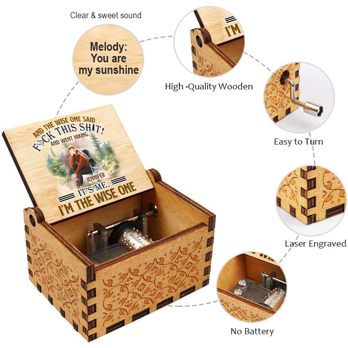 Und der Weise sprach – Personalisierte Wander-Spieluhr mit Handkurbel