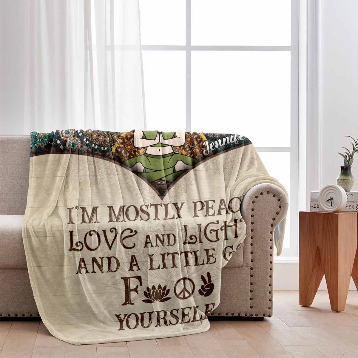 Ich bin größtenteils Frieden – personalisierte Yogadecke