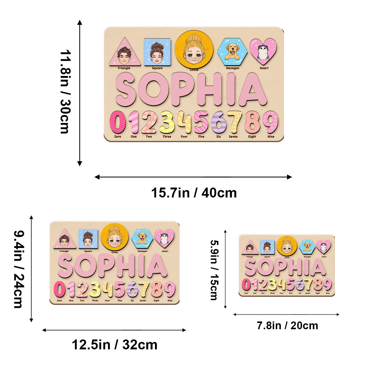 Algebraisches Namenspuzzle aus Holz – Personalisiertes Namenspuzzle für Kinder