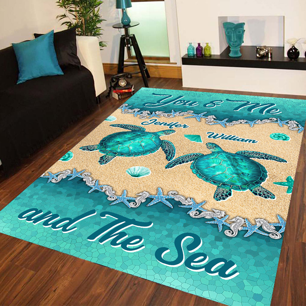 Salty Lil' Beach - Personalized Turtle Rug