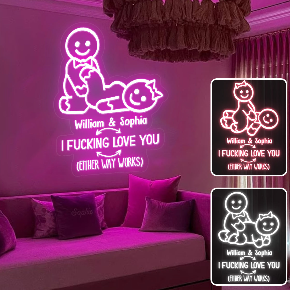 Ich liebe dich, du frecher Lebkuchenmann – Geschenk für Freund, Ehefrau, Ehemann, Freundin – Personalisierte Leuchtreklame