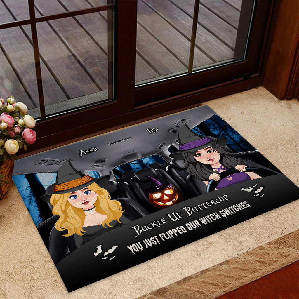 Buckle Up Buttercup - Personalized Witch Doormat