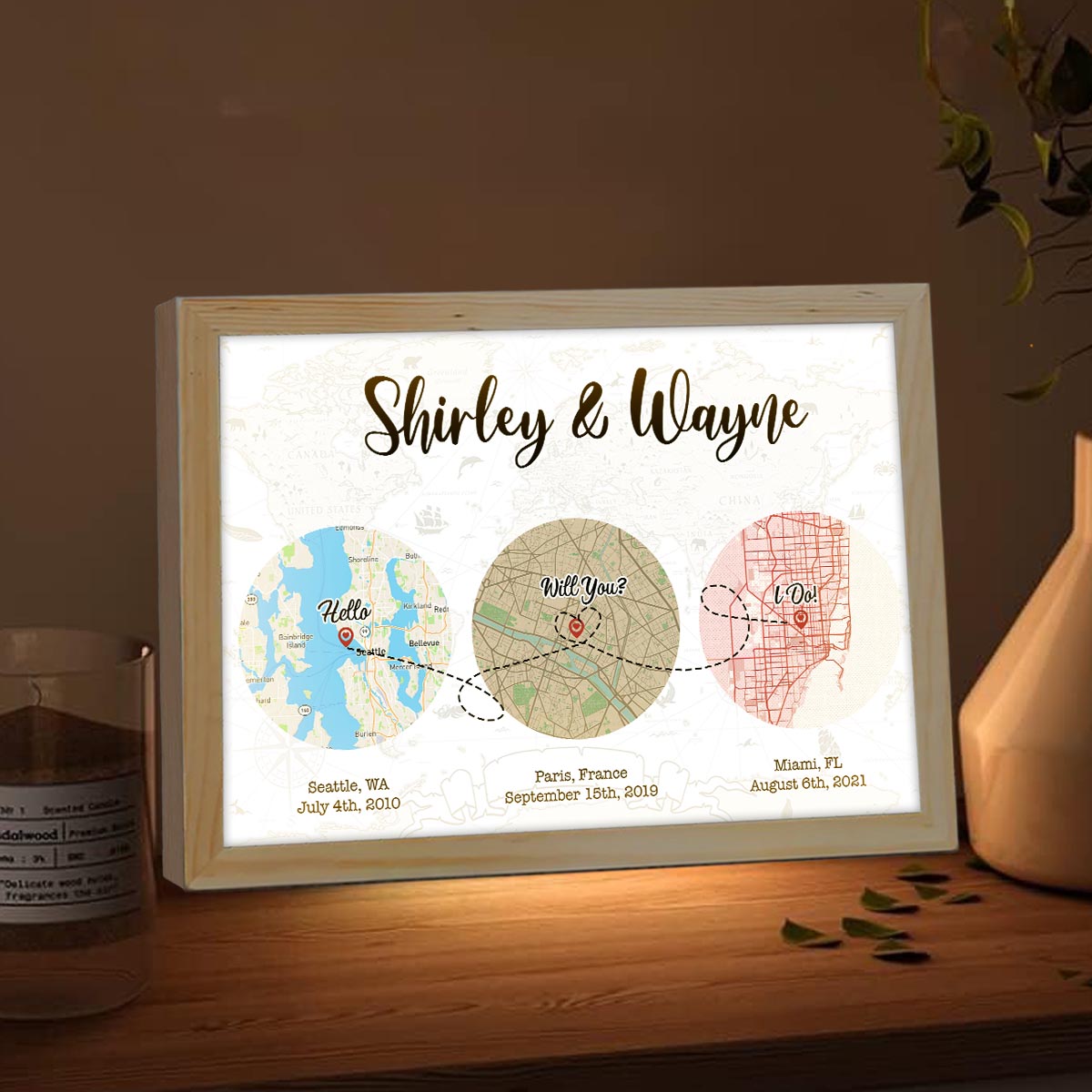 Hallo, willst du, dass ich es tue? - Personalisierter Fotorahmen mit Beleuchtung für Ehepaare