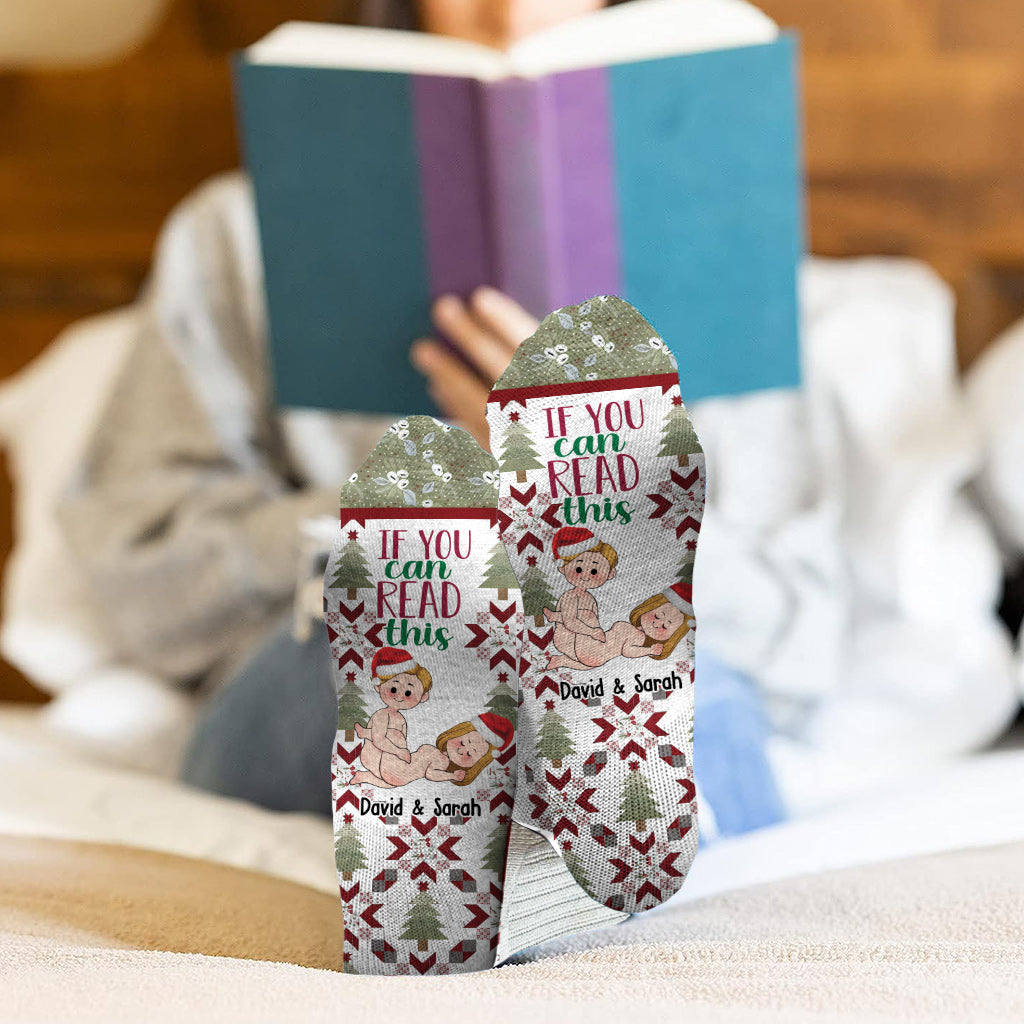Wenn du das lesen kannst, dann hau mich um! – Geschenk für Ehemann, Ehefrau, Freund, Freundin – Personalisierte Socken