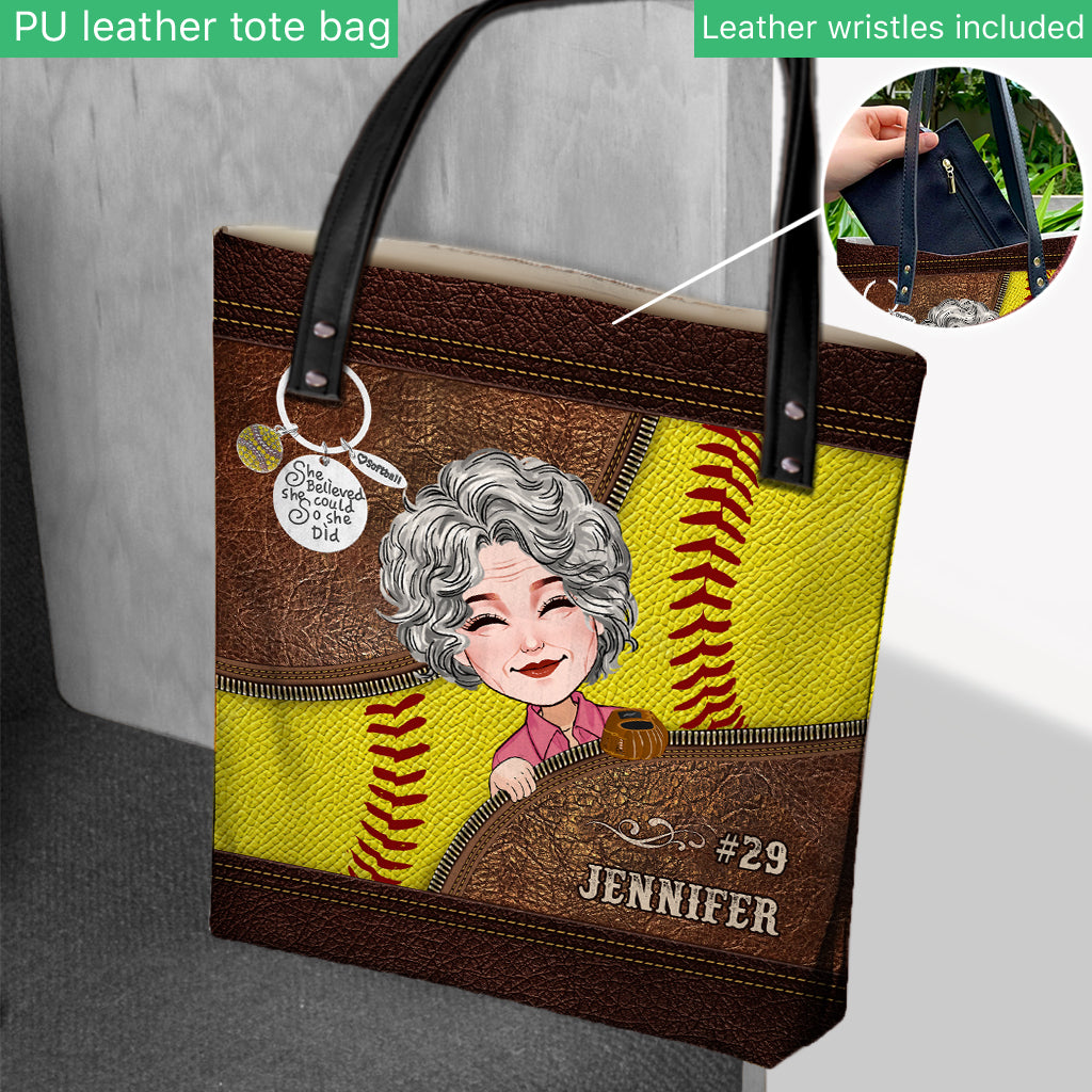 Sie glaubte daran, dass sie es schaffen konnte, und sie schaffte es – personalisierte Softball-Tragetasche