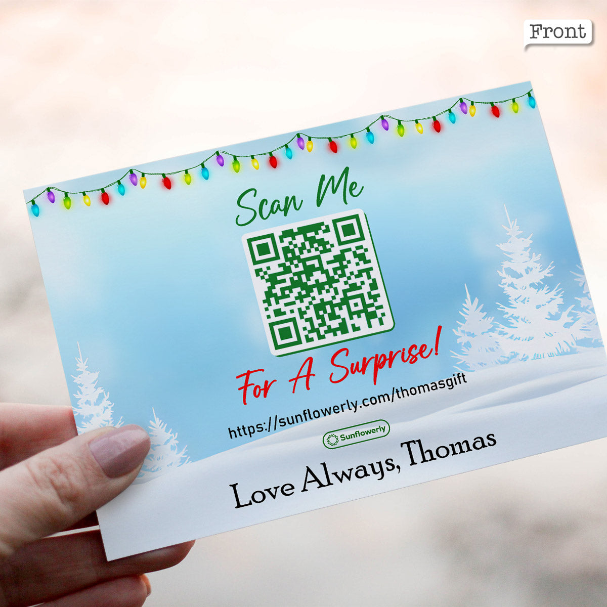 Fröhliche Weihnachten, ihr Elfen – personalisierte QR-Grußkarte