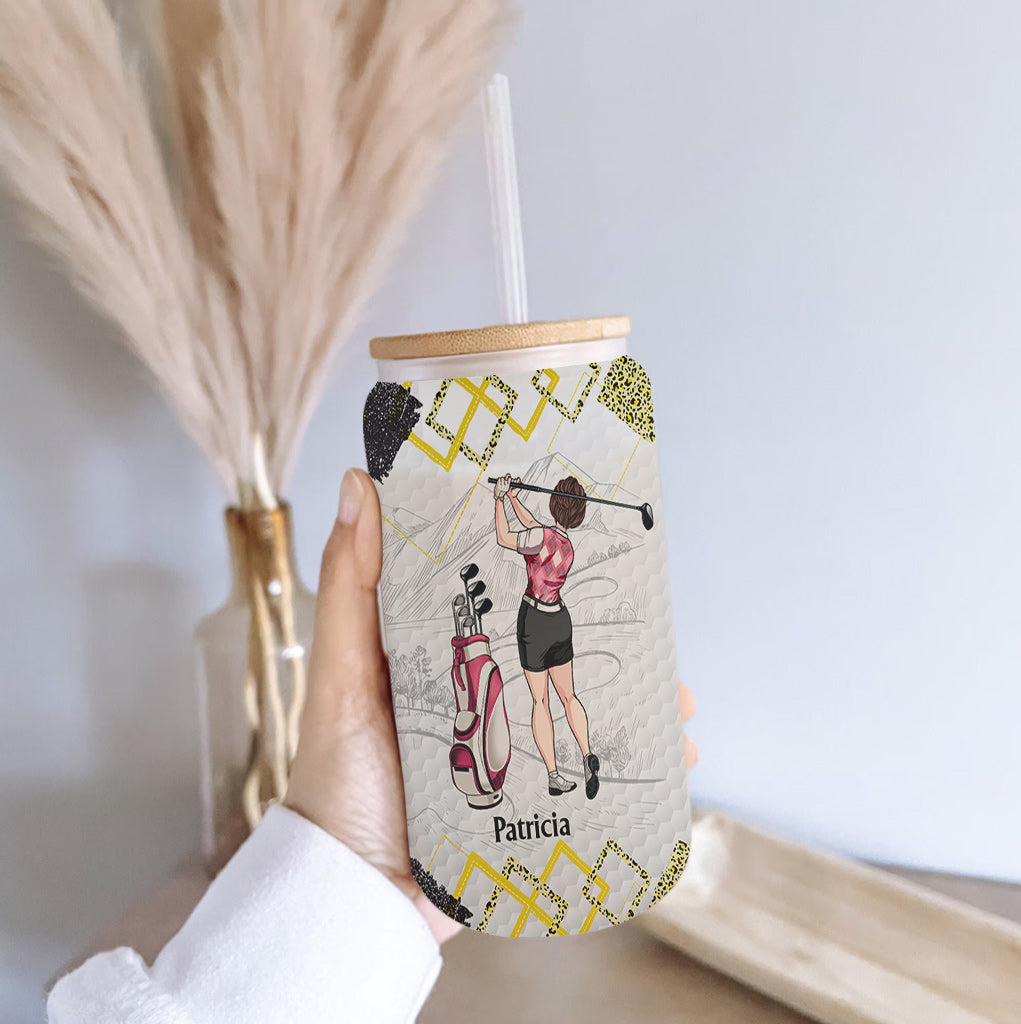 Golf Instruction - Golf gift for her, girlfriend, wife, daughter - Personalized Can Glass