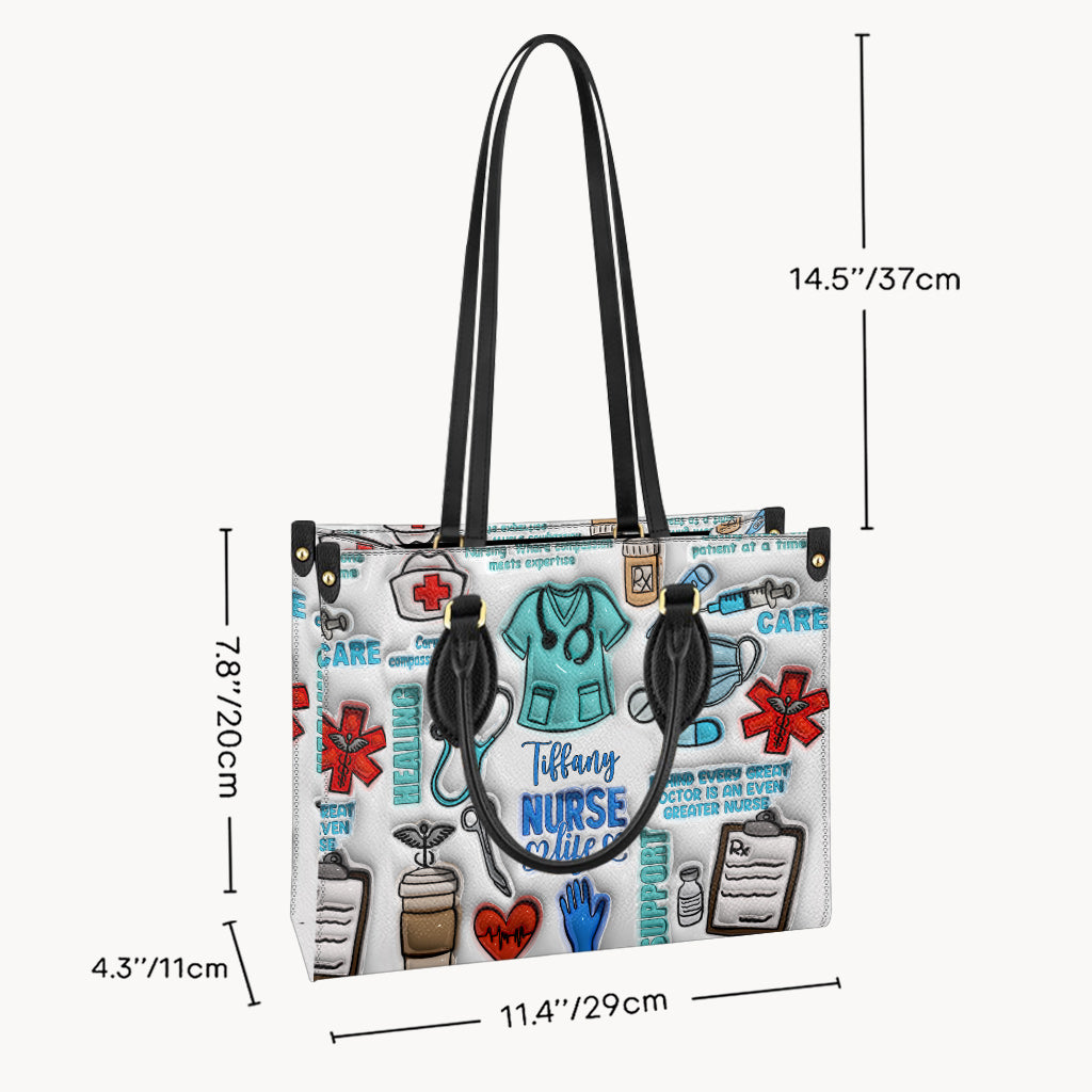 Nurse Life – Personalisierte Lederhandtasche für Krankenschwestern