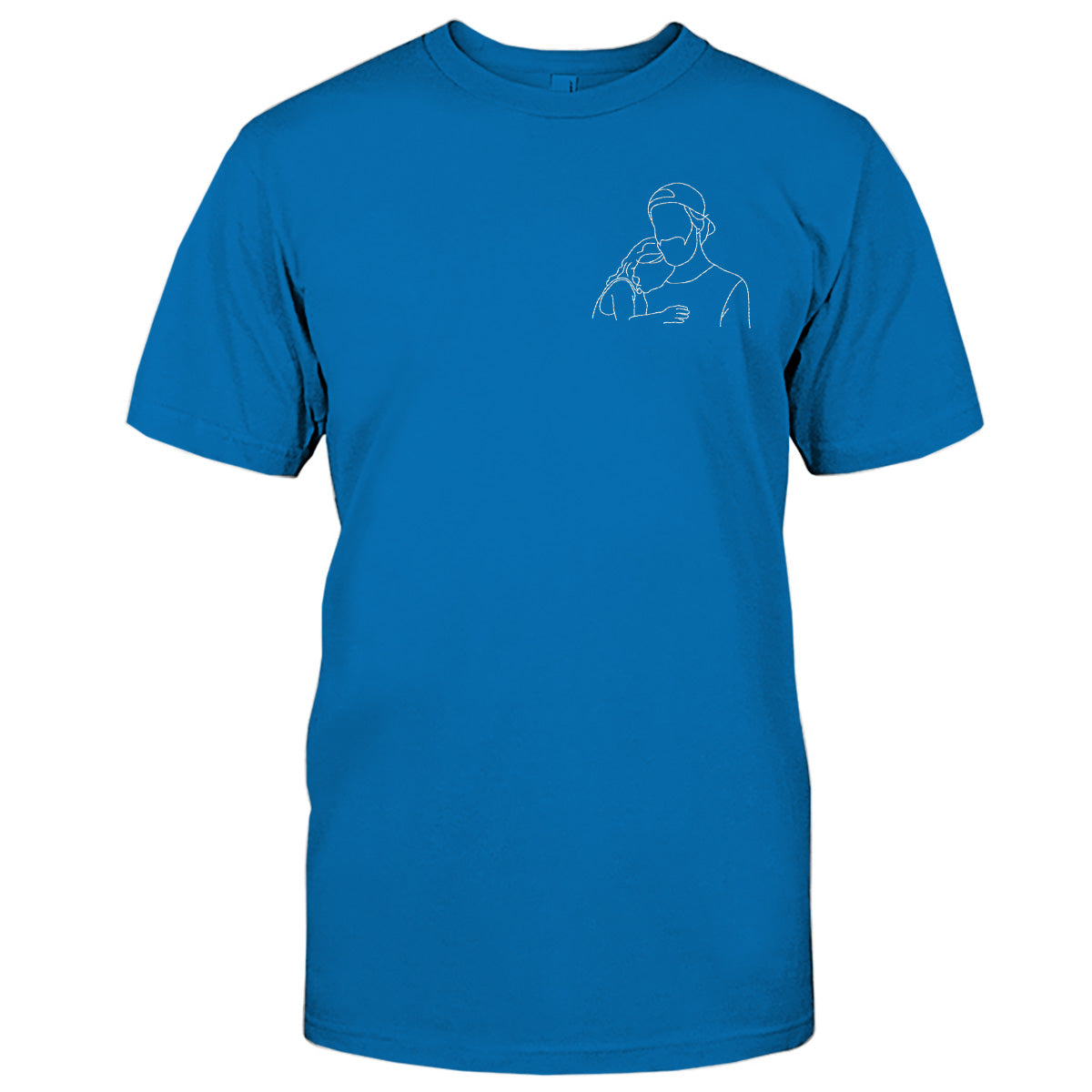 Individuelle Linienzeichnung – Personalisiertes, besticktes Vater-T-Shirt