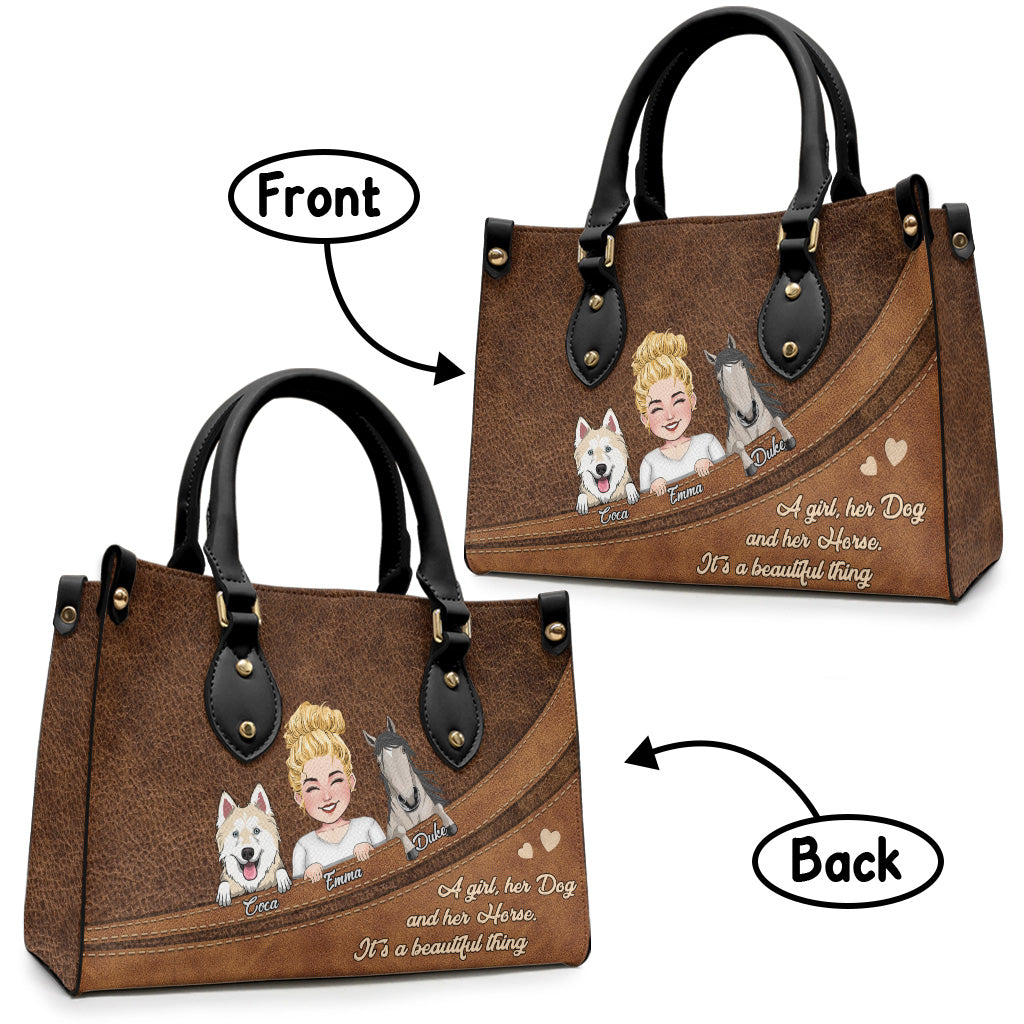 What A Beautiful Thing - Horse gift for dog lover, cat lover - Personalized Leather Handbag