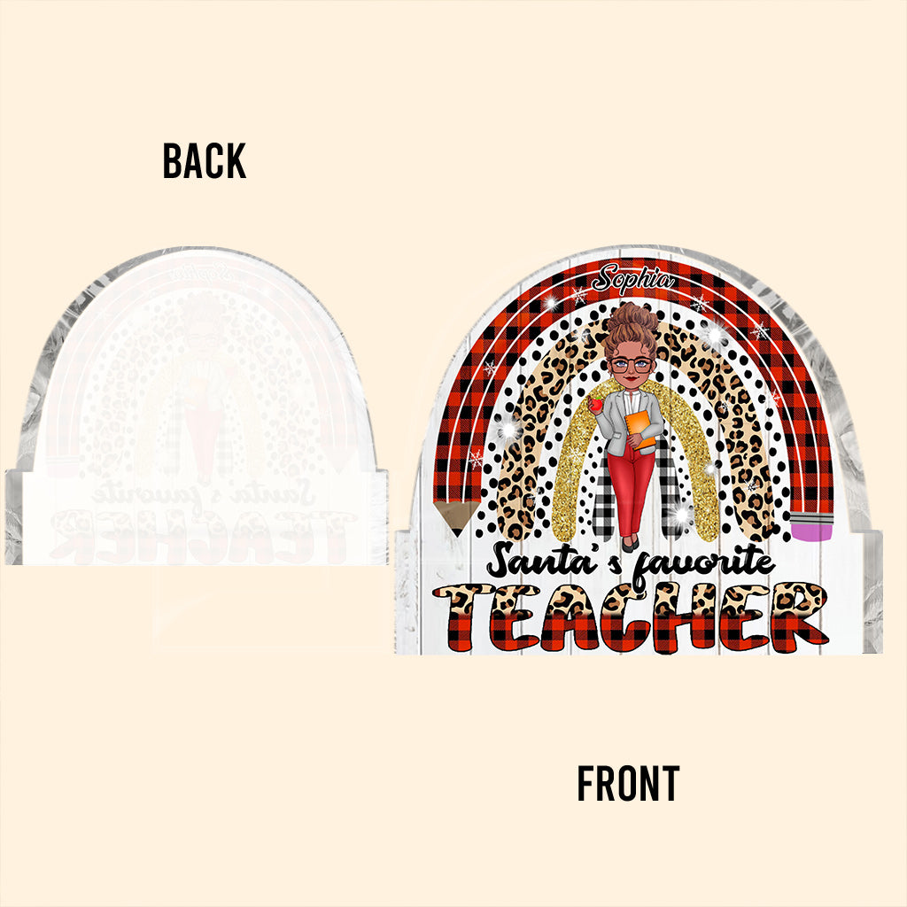 Santa's Favorite Teacher - Personalized Teacher Custom Shaped Acrylic Plaque