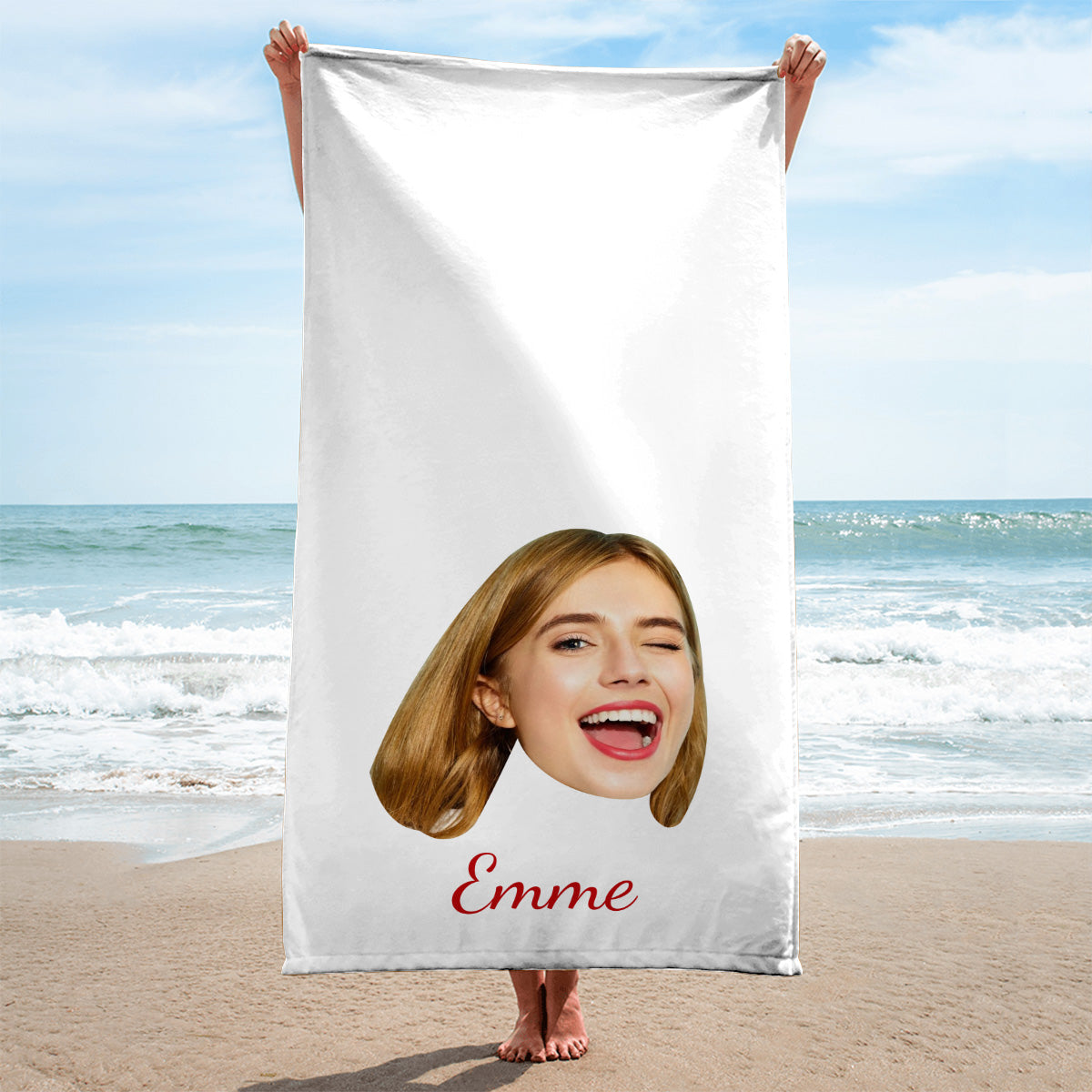 Funny Face - Personalized Beach Towel