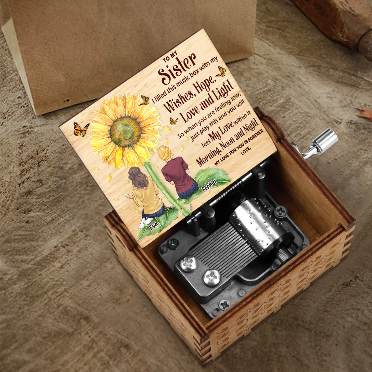 An meine Tochter/Enkelin – Geschenk für Oma, Mutter, Tochter, Enkelin, Schwester – Personalisierte Spieluhr mit Handkurbel