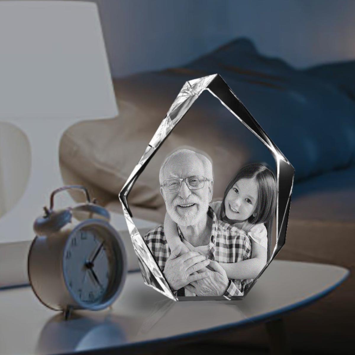 Foto nach Wunsch – Personalisierte Opa-Lasergravur, 3D-Kristalllampe in Eisbergform