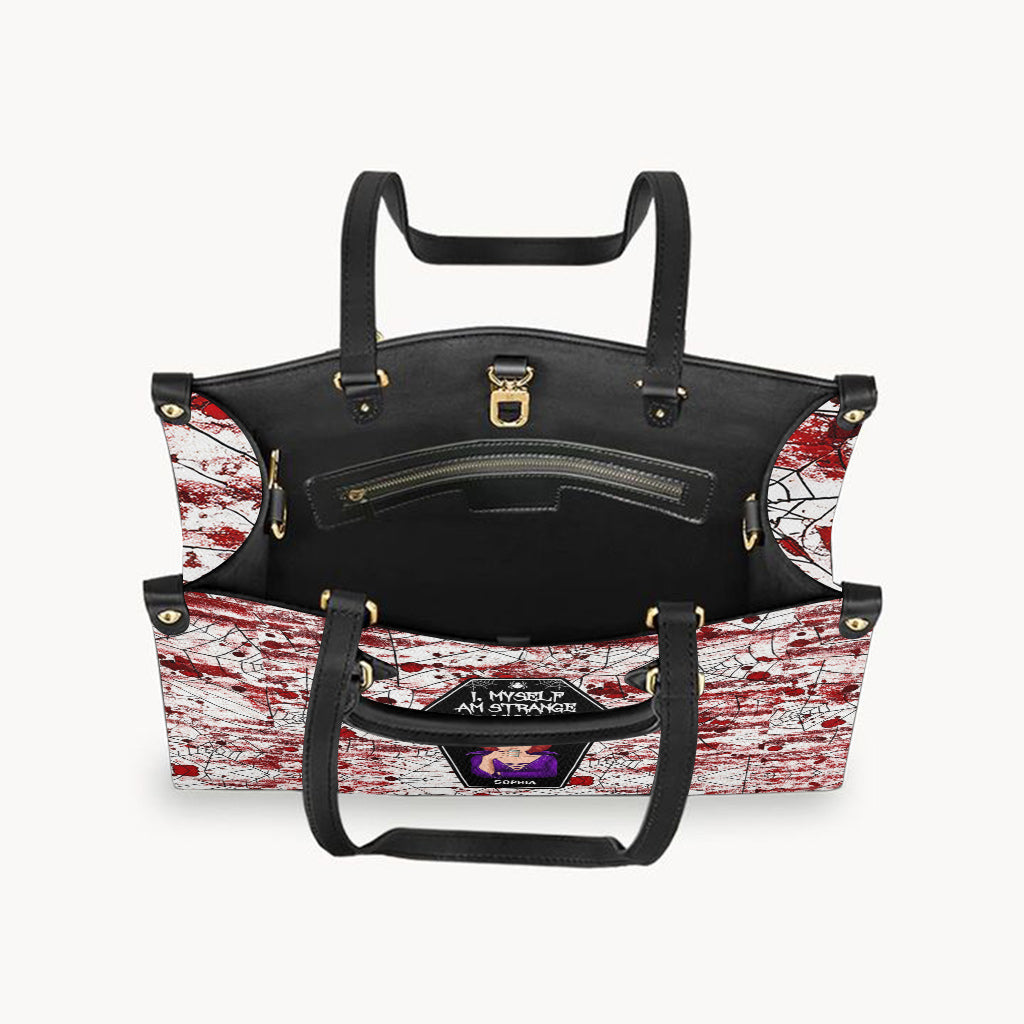 Ich selbst bin seltsam und ungewöhnlich – personalisierte Hexen-Lederhandtasche
