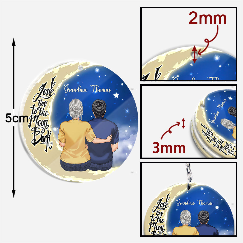 Bis zum Mond und zurück – Geschenk für Oma, Mama, Papa, Opa – Personalisierter Schlüsselanhänger
