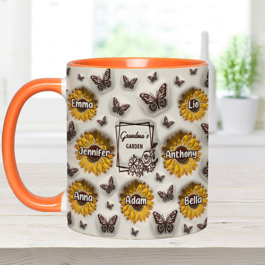 Omas Sonnenblumengarten – Geschenk für Oma – Personalisierte Tasse