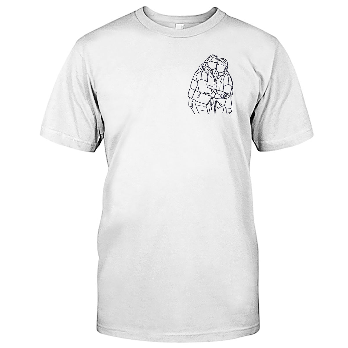 Individuelle Strichzeichnung – Personalisiertes T-Shirt mit Stickerei für deine beste Freundin