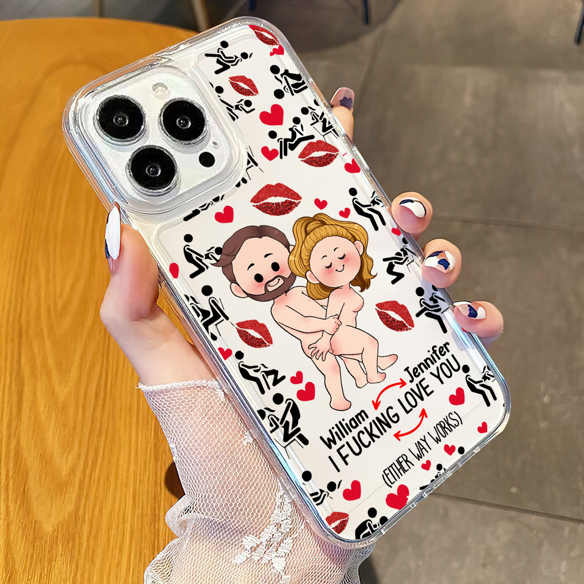 Ich liebe dich – Geschenk für Ehemann, Ehefrau, Freund, Freundin – Personalisierte transparente Handyhülle