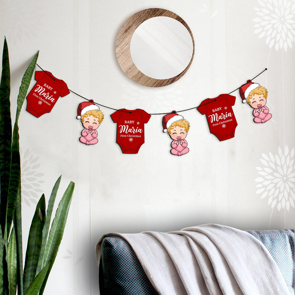 Erstes Weihnachtsfest für Babys – Geschenk für Neugeborene – Personalisierte 6-teilige Girlande