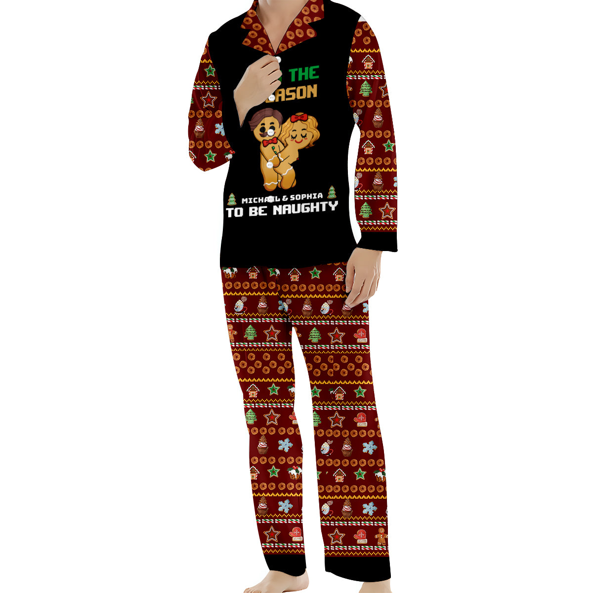 Die Jahreszeit, um frech zu sein – personalisierte Partner-Pyjamas mit Knopfleiste