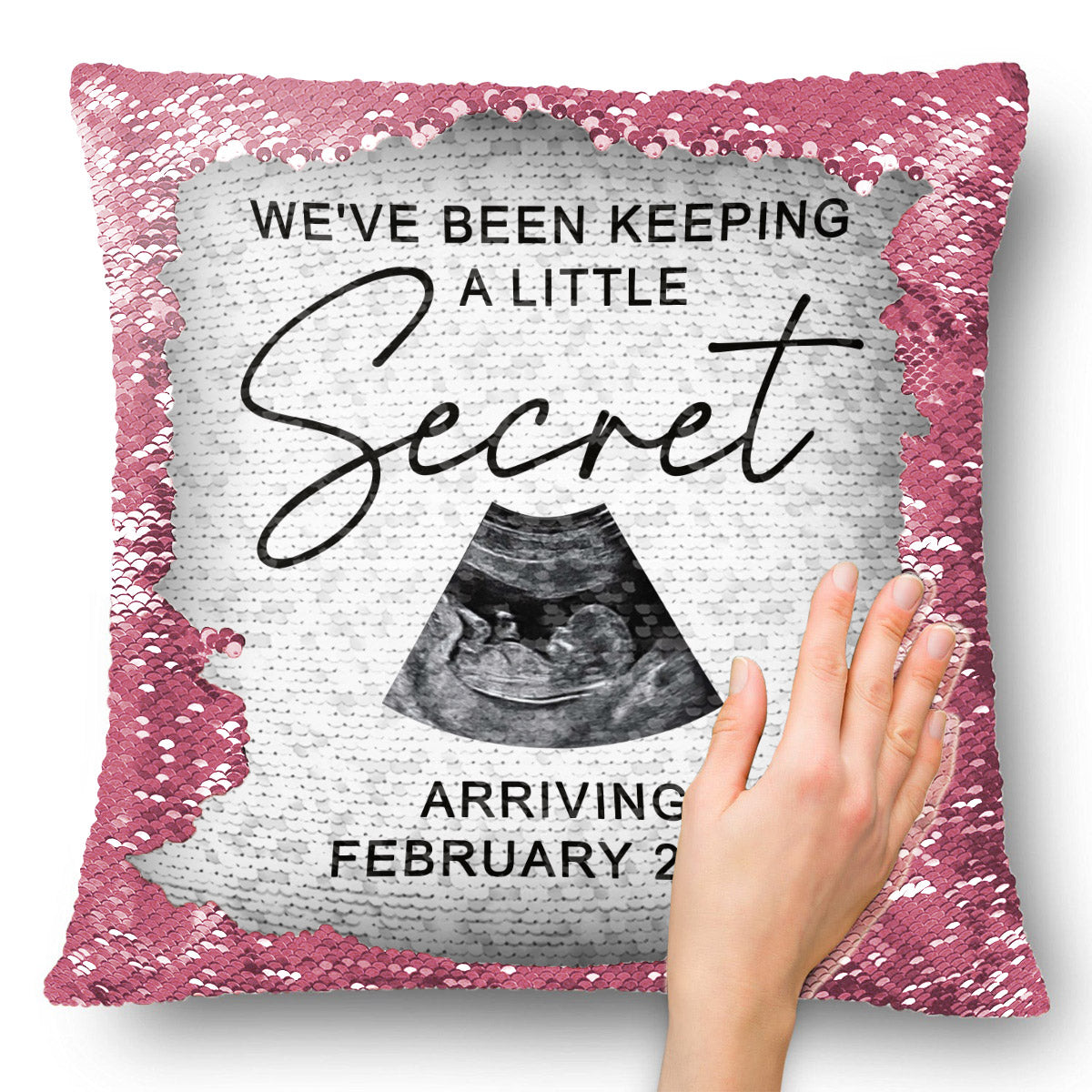 We've Been Keeping A Little Secret - Personalized Pregnancy Sequin Pillow Cover