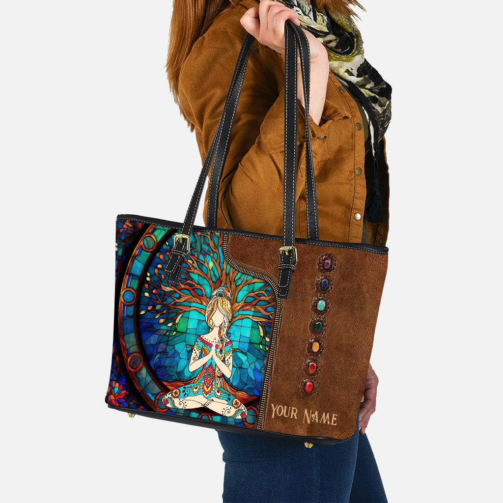 Namaste Green – Personalisierte Yoga-Ledertasche