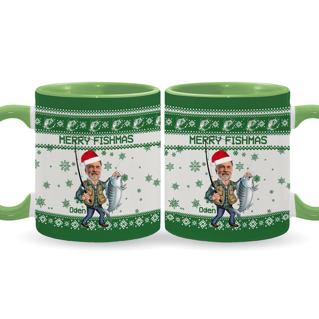 Merry Fishmas - Personalized Fishing Accent Mug
