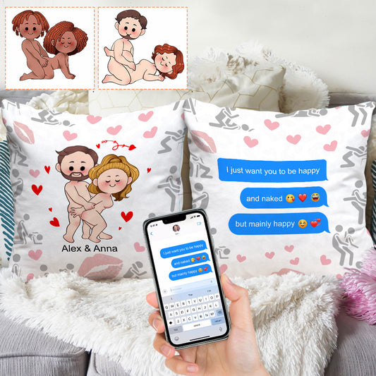 Ich will nur, dass du glücklich bist – Personalisierte Screenshot-Nachrichten – Geschenk für Ehemann, Ehefrau, Freund, Freundin – Personalisiertes Kissen