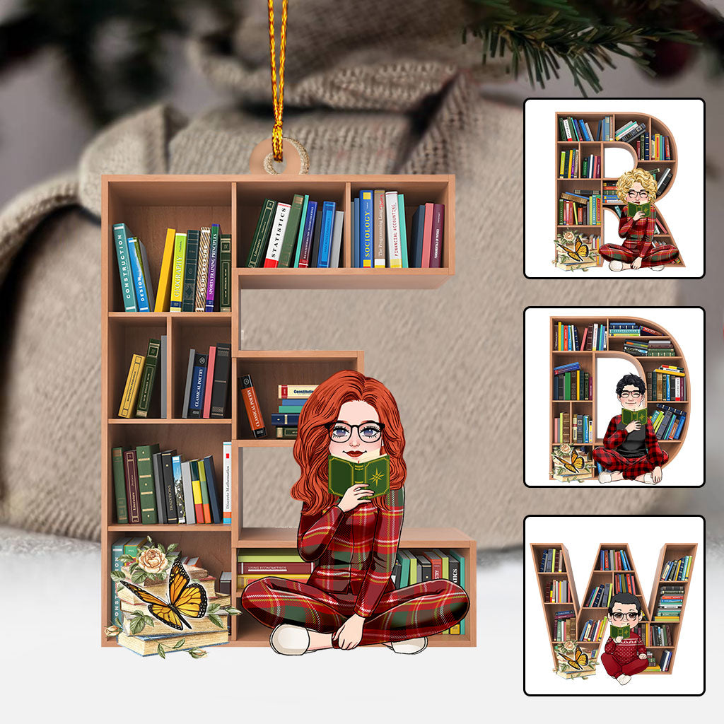 Bücherregal-Ornament mit Alphabet und Zahlen – personalisierter Buch-Ornament